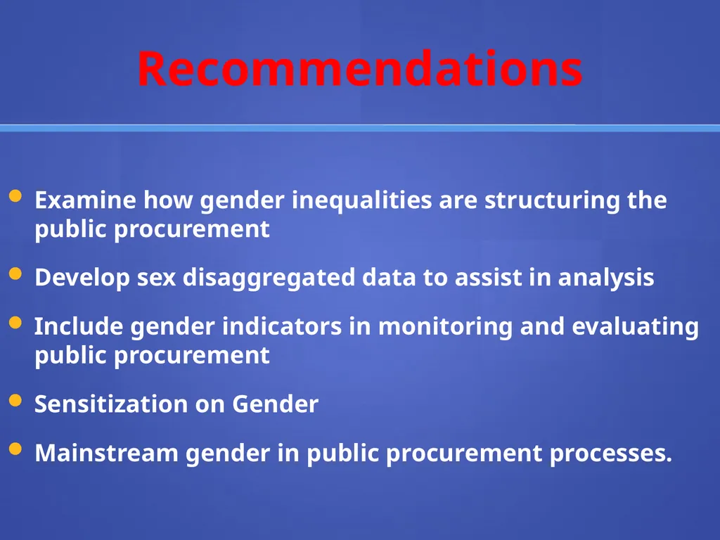 Public Procurement and Gender in Caribbean - slide 18 of 19