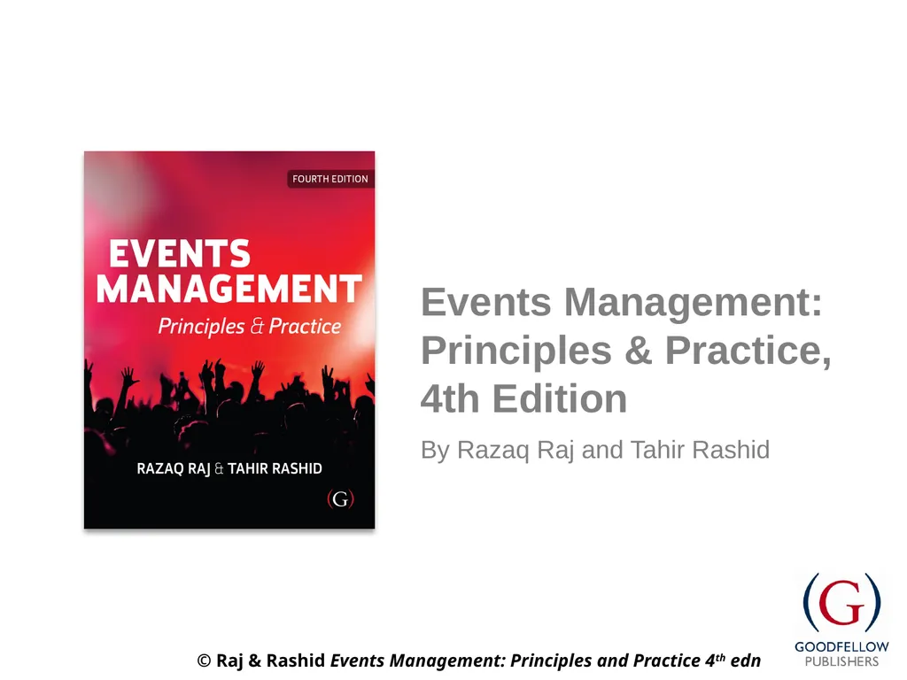 Events Management: Principles & Practice, 4th
