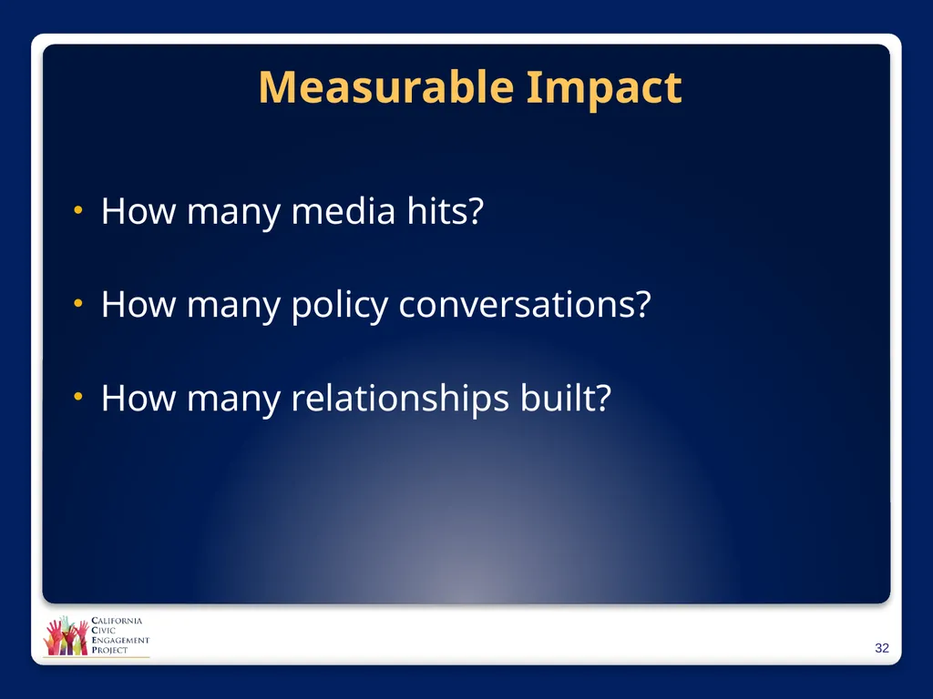 The Power of Media in Policy Change Mindy Romero, - slide 32 of 34