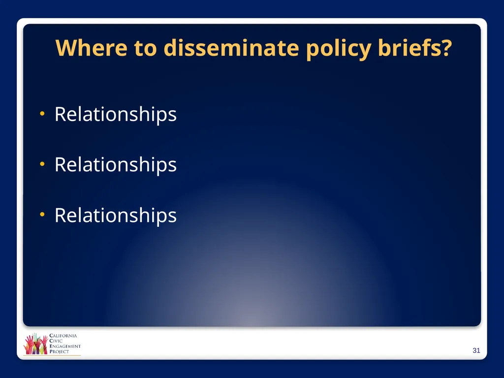 The Power of Media in Policy Change Mindy Romero, - slide 31 of 34