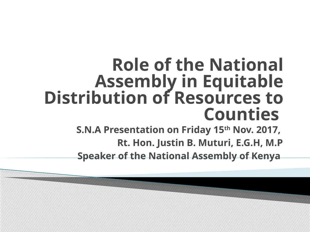 Role of the National Assembly in Equitable