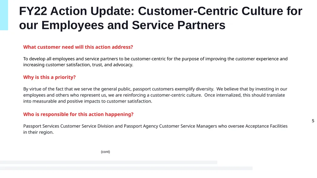 FY23 CX Action Plan Passport Services Department - slide 5 of 13