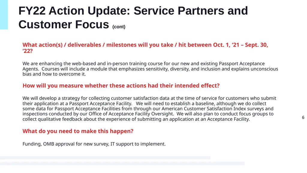 FY23 CX Action Plan Passport Services Department - slide 6 of 13