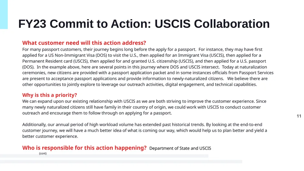 FY23 CX Action Plan Passport Services Department - slide 11 of 13