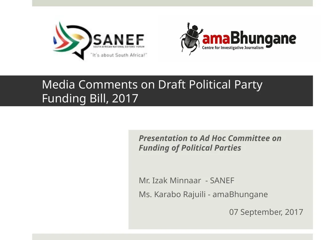 Media Comments on Draft Political Party Funding