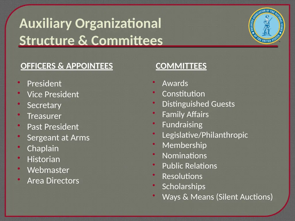 Enlisted Association of the National Guard of the - slide 7 of 22