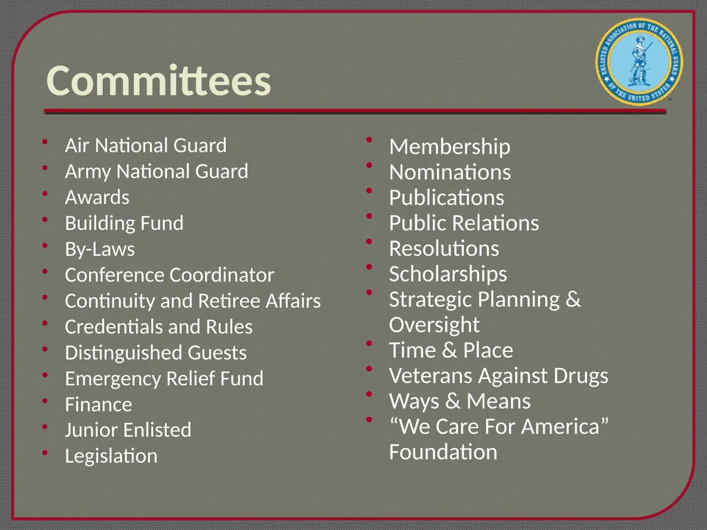 Enlisted Association of the National Guard of the - slide 4 of 22