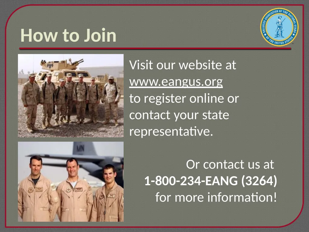 Enlisted Association of the National Guard of the - slide 20 of 22