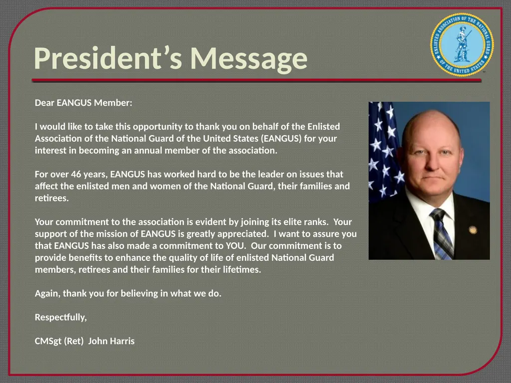 Enlisted Association of the National Guard of the - slide 5 of 22