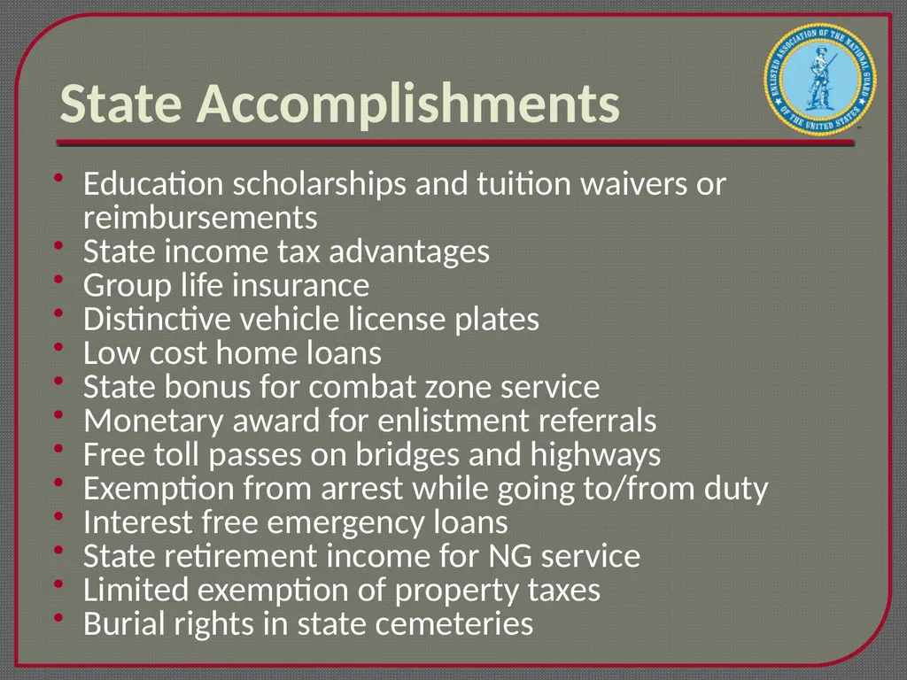 Enlisted Association of the National Guard of the - slide 14 of 22