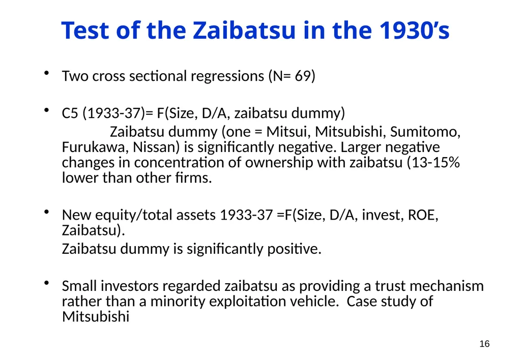 The Ownership of Japanese Corporations in the 20th - slide 16 of 25