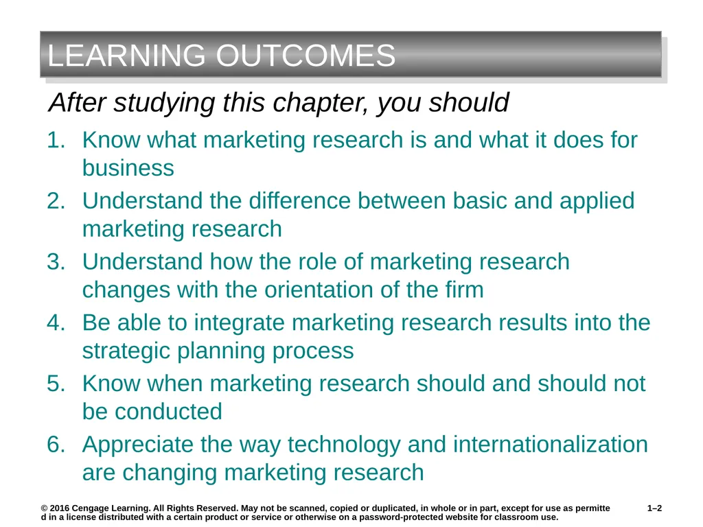 Chapter 1 The Role of Marketing Research Know what - slide 2 of 31