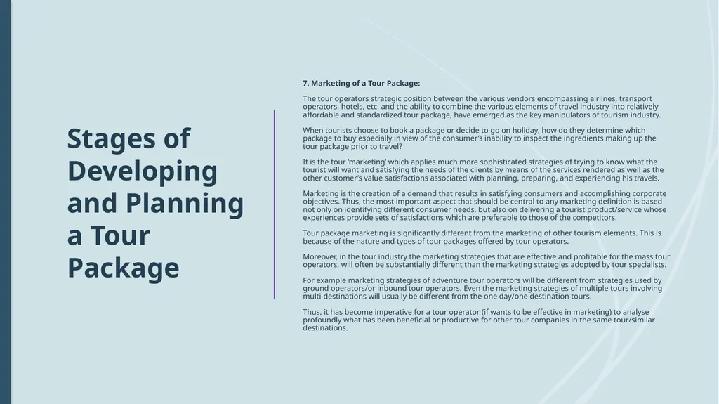 Unit 10: Tour Operations Management CLASS 4 TOPICS - slide 11 of 26