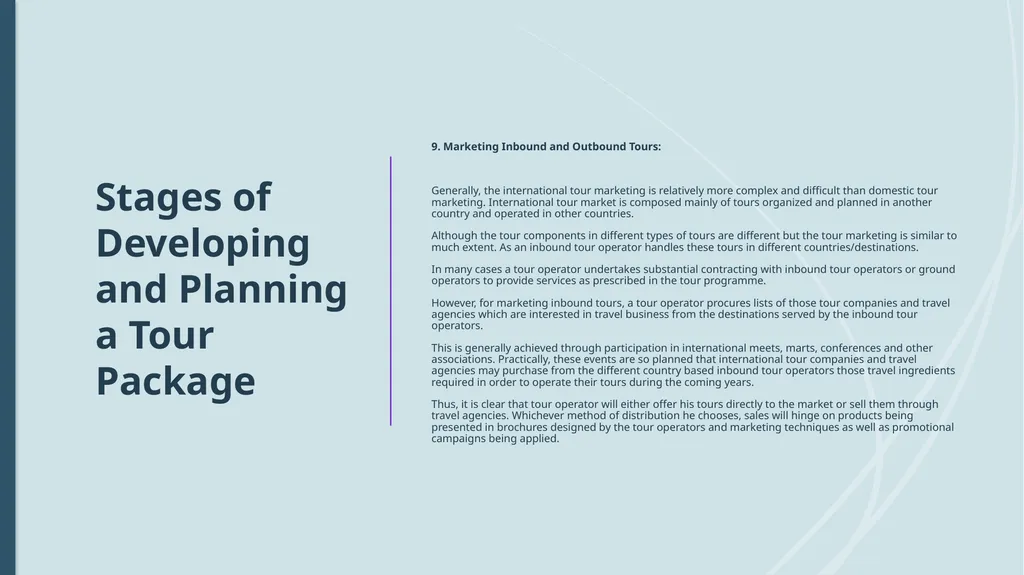 Unit 10: Tour Operations Management CLASS 4 TOPICS - slide 13 of 26