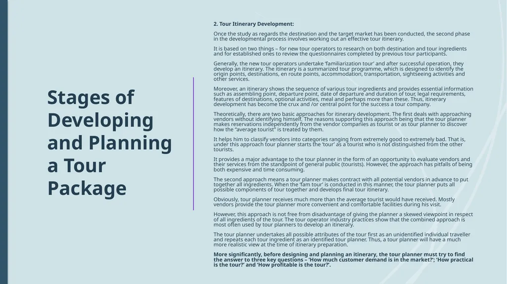 Unit 10: Tour Operations Management CLASS 4 TOPICS - slide 5 of 26
