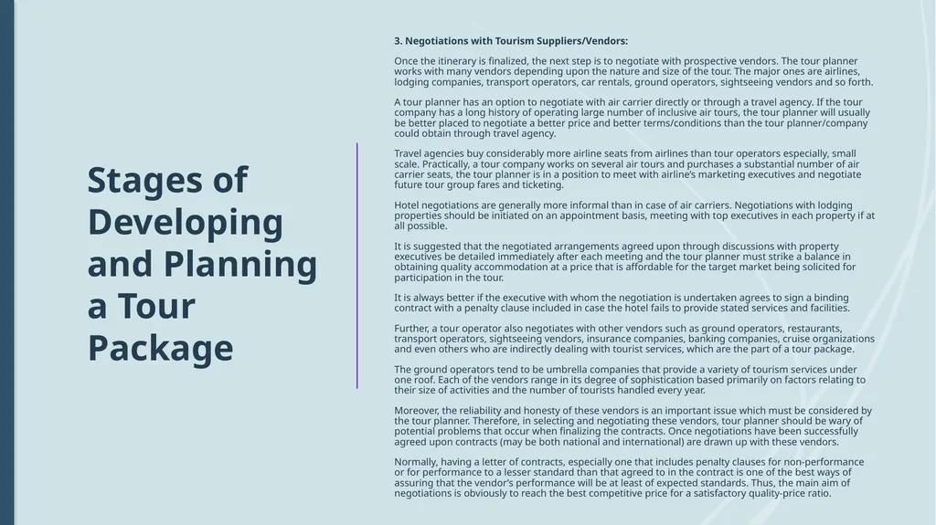 Unit 10: Tour Operations Management CLASS 4 TOPICS - slide 6 of 26