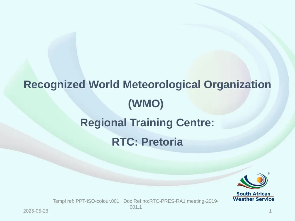 Recognized World Meteorological Organization (WMO) - slide 1 of 15