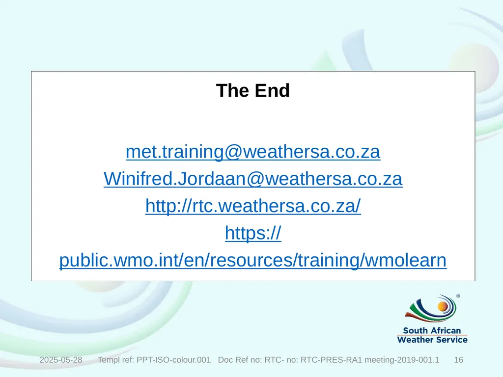 Recognized World Meteorological Organization (WMO) - slide 15 of 15