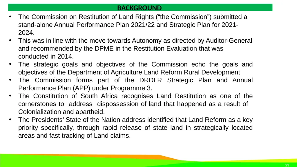 STRATEGIC PLAN 2021-2024 AND ANNUAL PERFORMANCE - slide 23 of 37