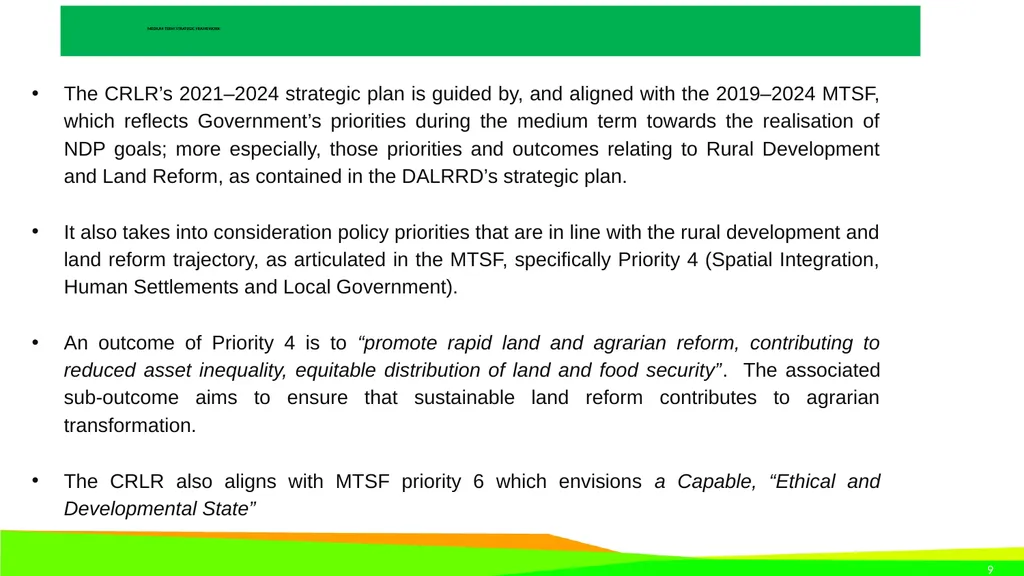 STRATEGIC PLAN 2021-2024 AND ANNUAL PERFORMANCE - slide 9 of 37