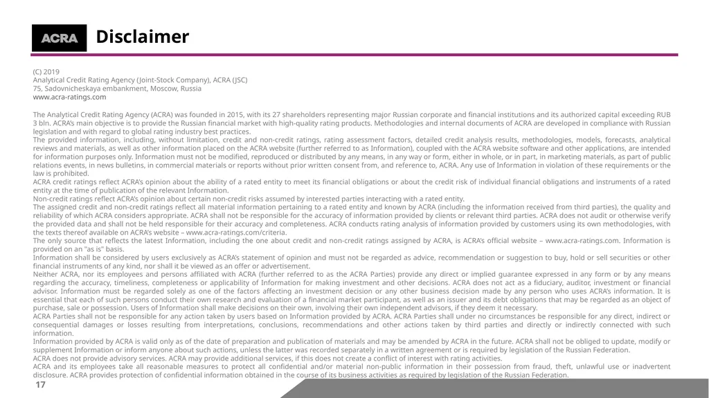 http://www.acra-ratings.com/ 191; 191; 191 153; - slide 17 of 17