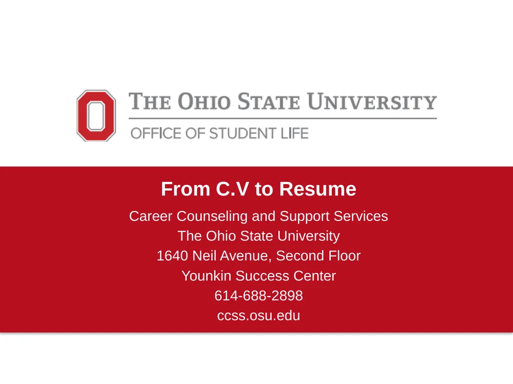 From C.V to Resume Career Counseling and Support