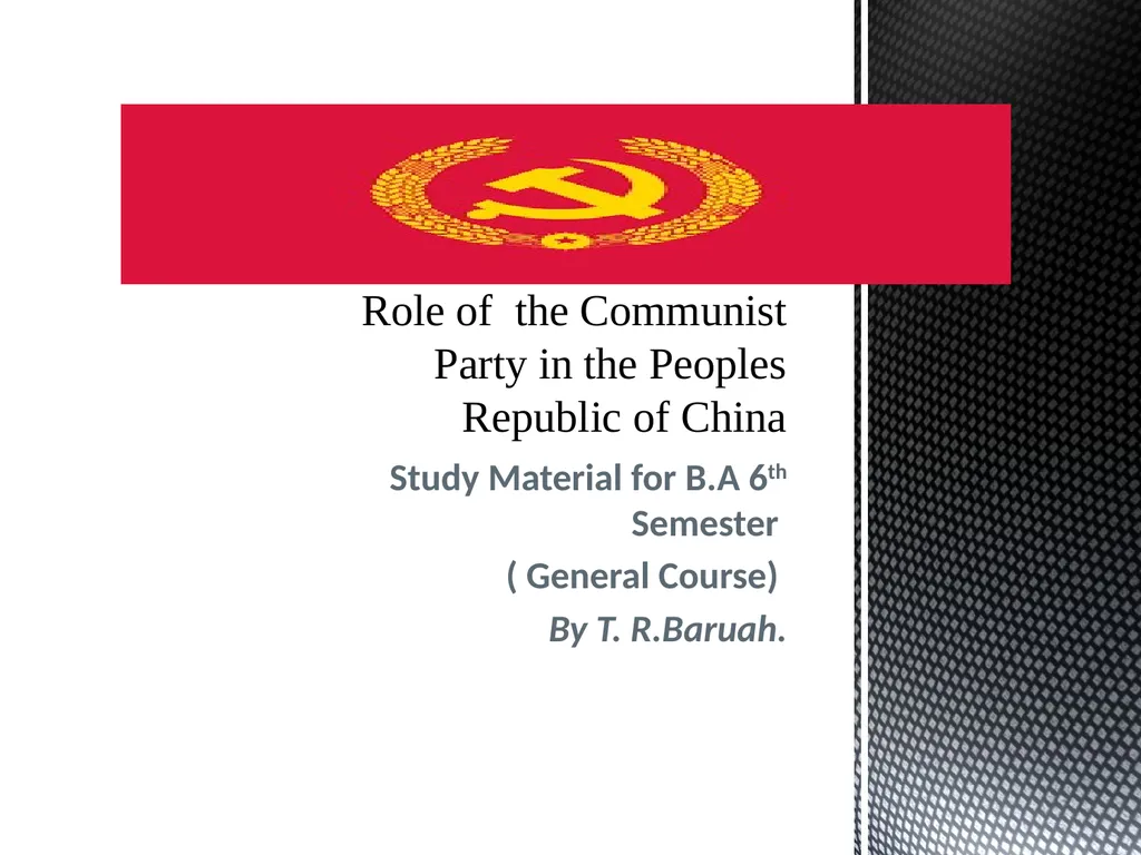Study Material for B.A 6th Semester ( General - slide 1 of 7
