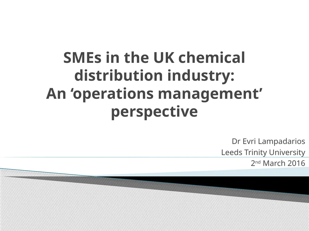 SMEs in the UK chemical distribution industry: An