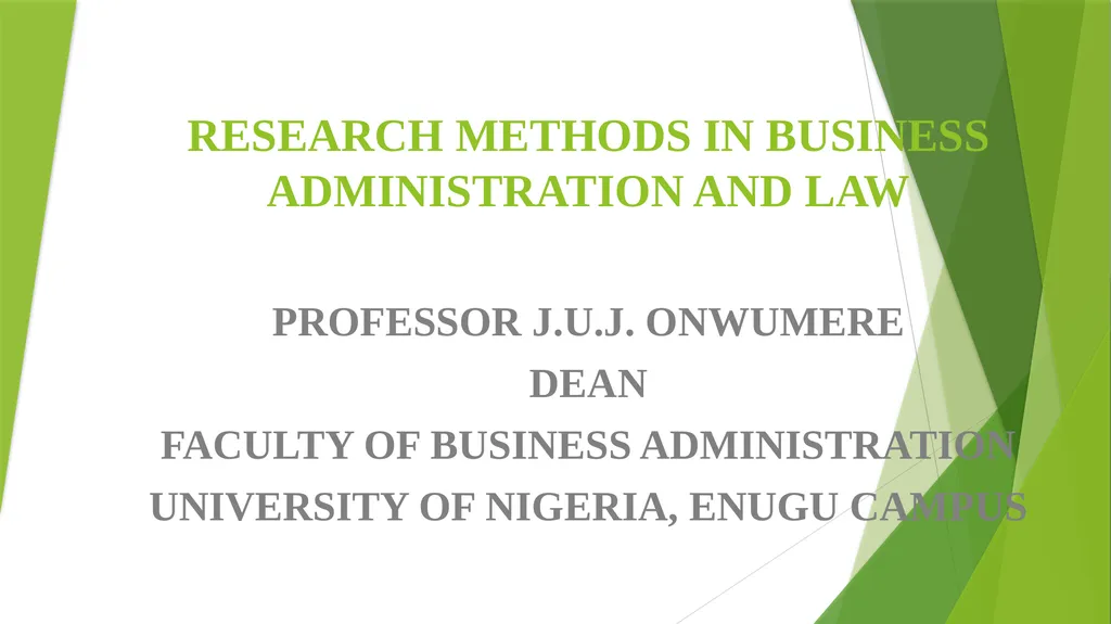 RESEARCH METHODS IN BUSINESS ADMINISTRATION AND - slide 1 of 144