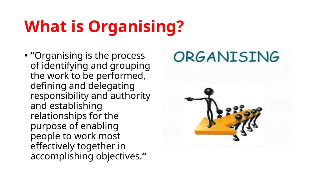Topic : ORGANISING CONTEXT:- WHAT IS ORGANISING? - slide 3 of 17