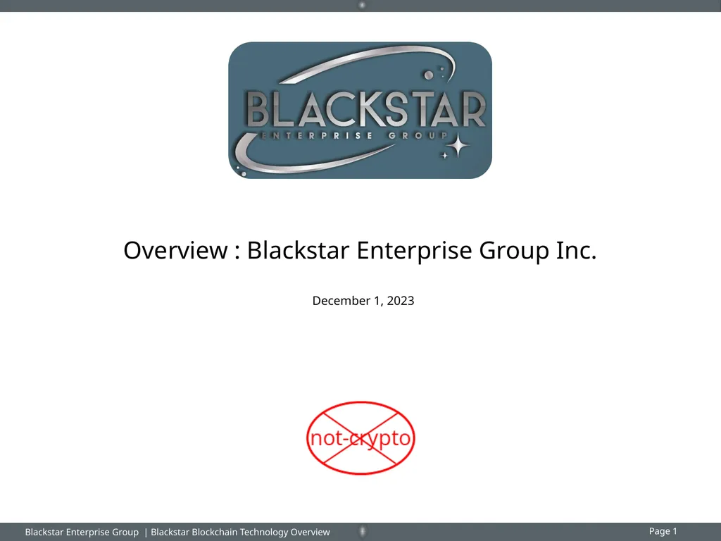 Overview : Blackstar Enterprise Group Inc. - slide 1 of 15