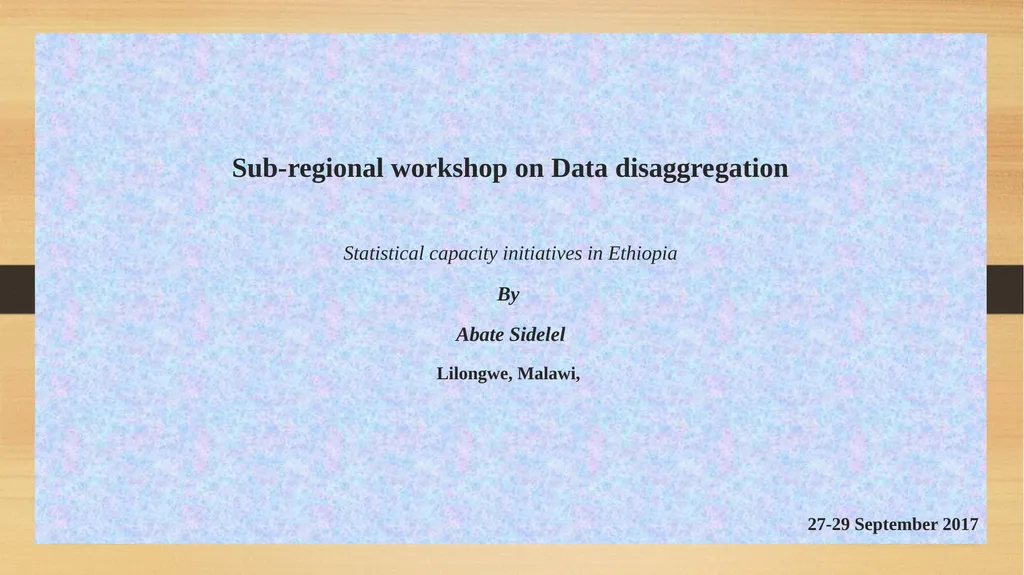 Sub-regional workshop on Data disaggregation