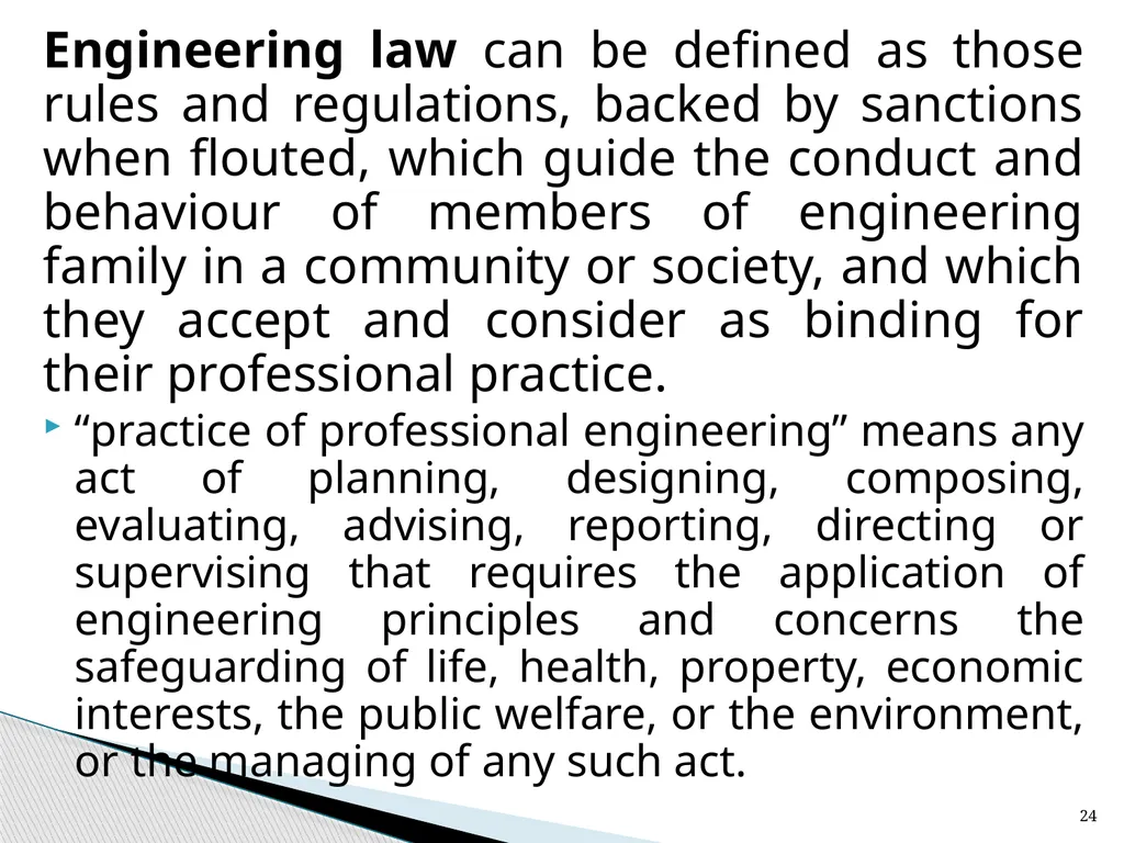 ENG 384: ENGINEERING LAW AND MANAGERIAL ECONOMICS - slide 24 of 258
