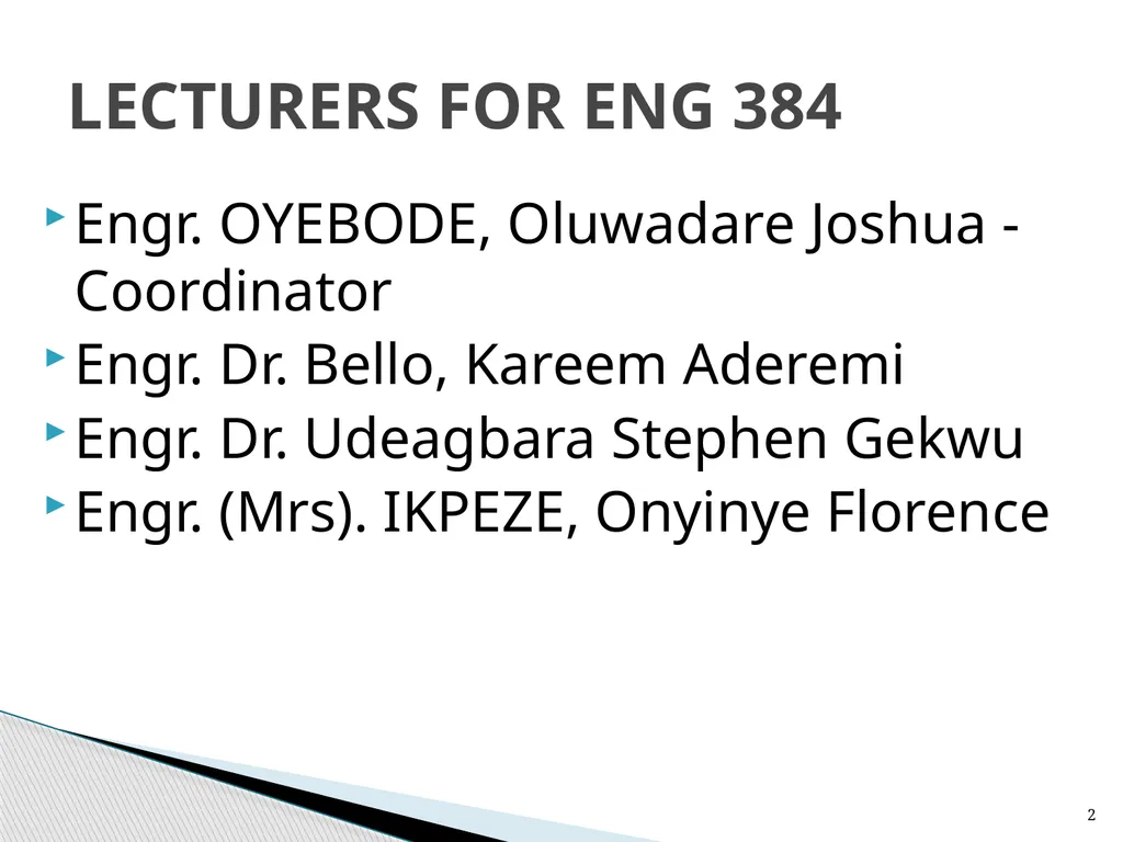 ENG 384: ENGINEERING LAW AND MANAGERIAL ECONOMICS - slide 2 of 258