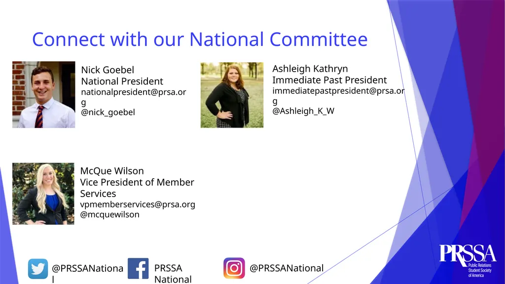 *Background on presenters* List your PRSSA - slide 20 of 21