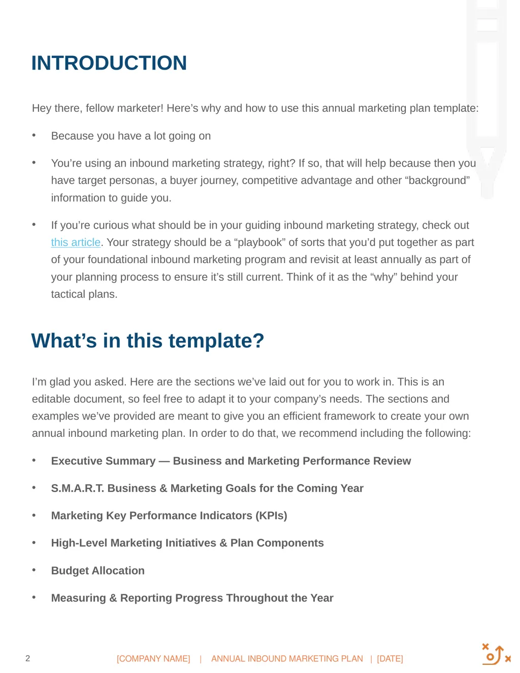 Annual Inbound Marketing Plan Template [Your - slide 2 of 11