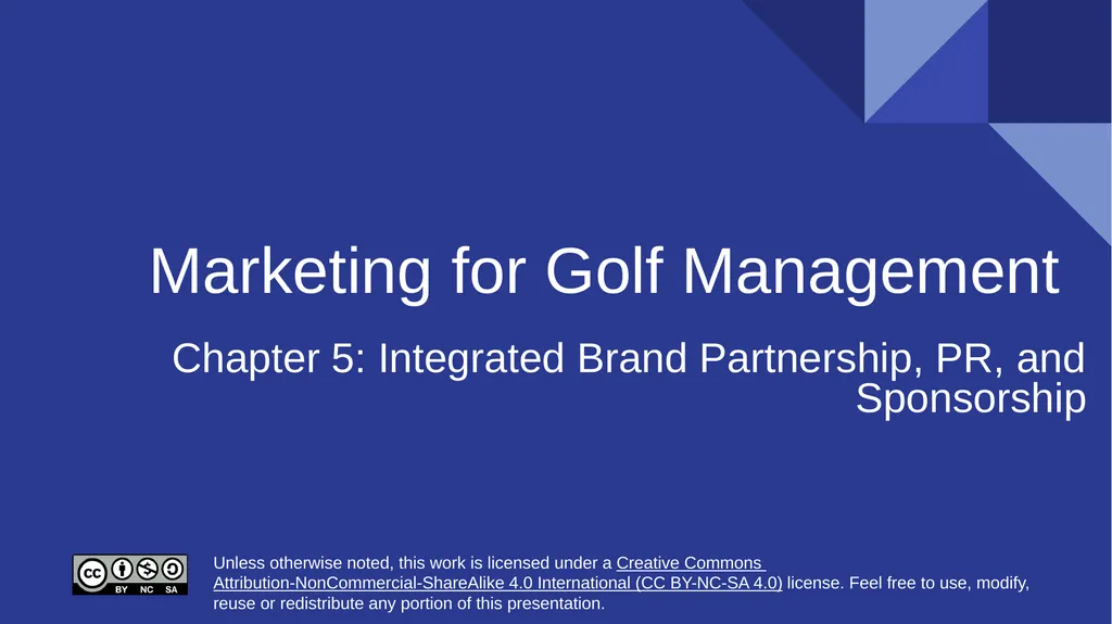 Marketing for Golf Management Chapter 5: