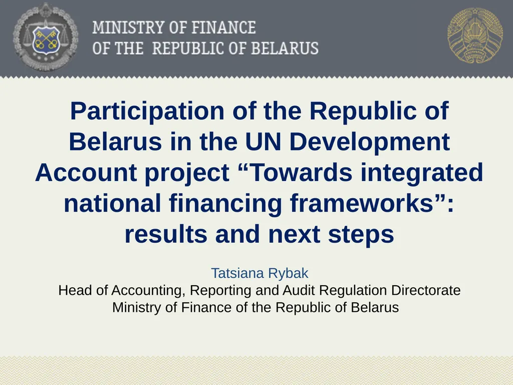 Tatsiana Rybak Head of Accounting, Reporting and - slide 1 of 26