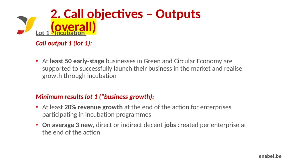 Call For Proposals INCUBATION AND ACCELERATION - slide 11 of 61