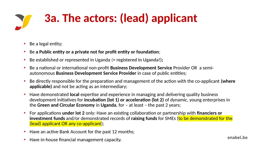 Call For Proposals INCUBATION AND ACCELERATION - slide 15 of 61