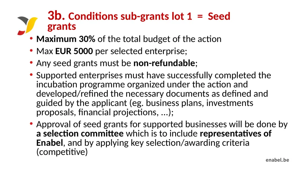 Call For Proposals INCUBATION AND ACCELERATION - slide 33 of 61