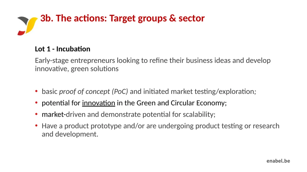 Call For Proposals INCUBATION AND ACCELERATION - slide 24 of 61