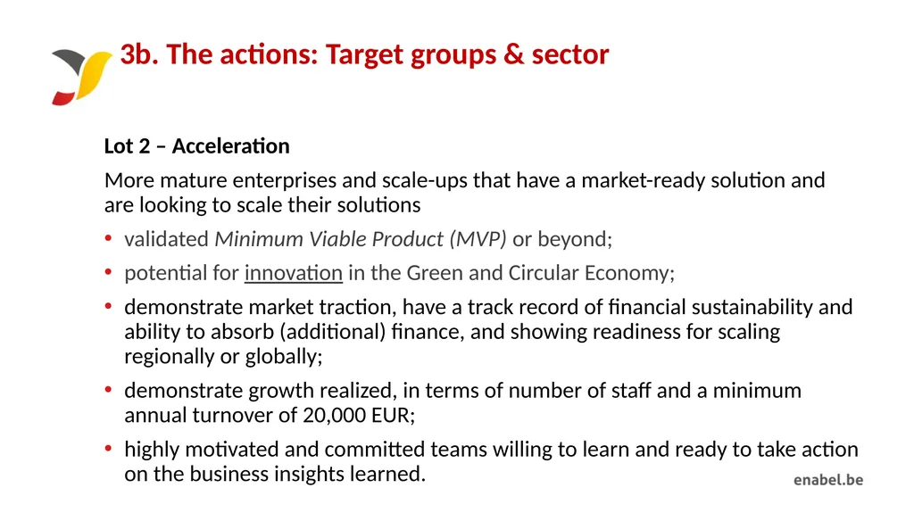 Call For Proposals INCUBATION AND ACCELERATION - slide 25 of 61