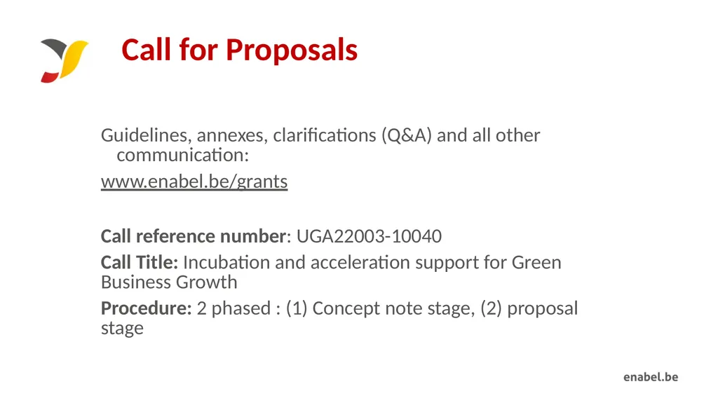 Call For Proposals INCUBATION AND ACCELERATION - slide 3 of 61