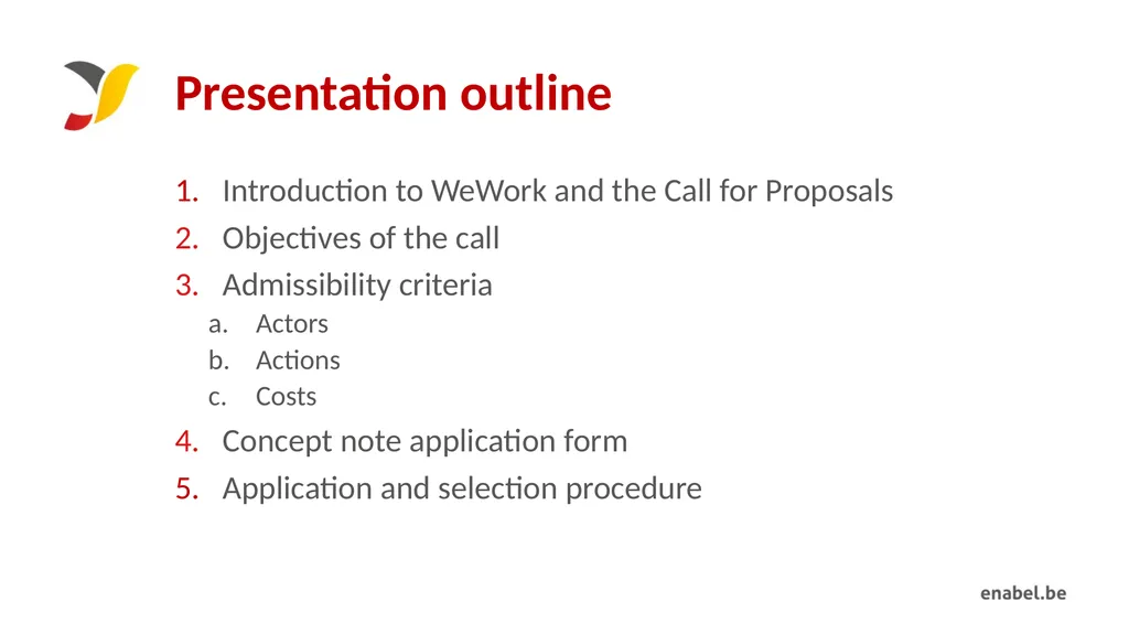 Call For Proposals INCUBATION AND ACCELERATION - slide 2 of 61