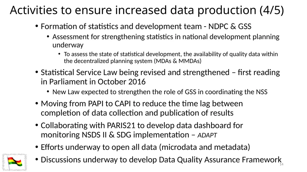 Status of Implementation of SDG Indicator - slide 14 of 17