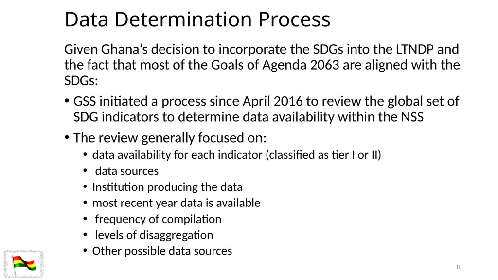 Status of Implementation of SDG Indicator - slide 8 of 17