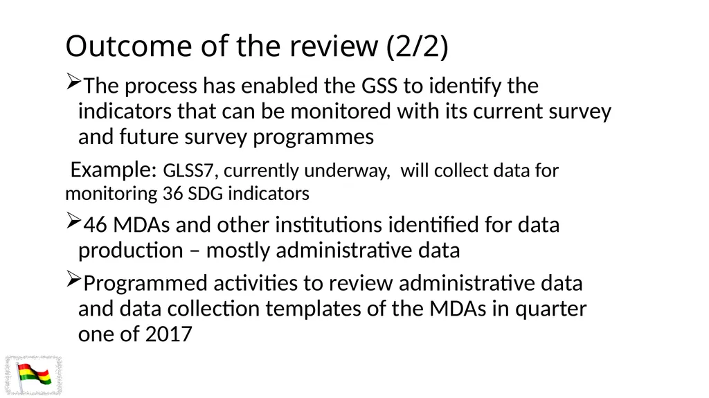 Status of Implementation of SDG Indicator - slide 10 of 17