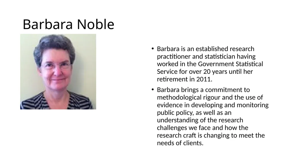 Barbara Noble Barbara is an established research - slide 1 of 11