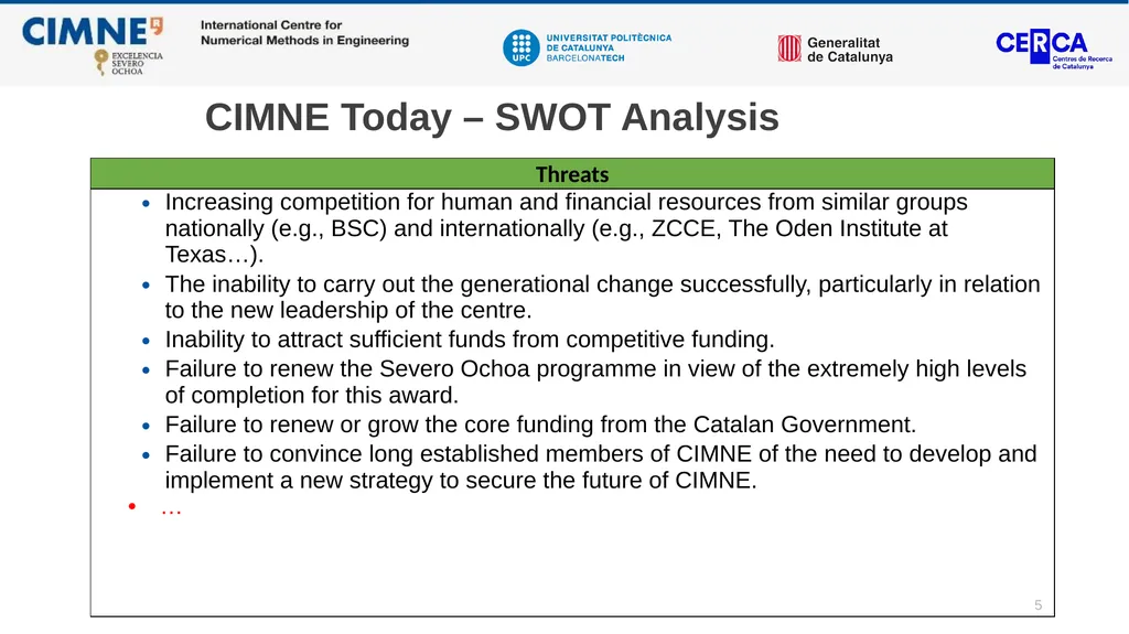 CIMNE DRAFT STRATEGIC PLAN: Javier Bonet Contents: - slide 5 of 47
